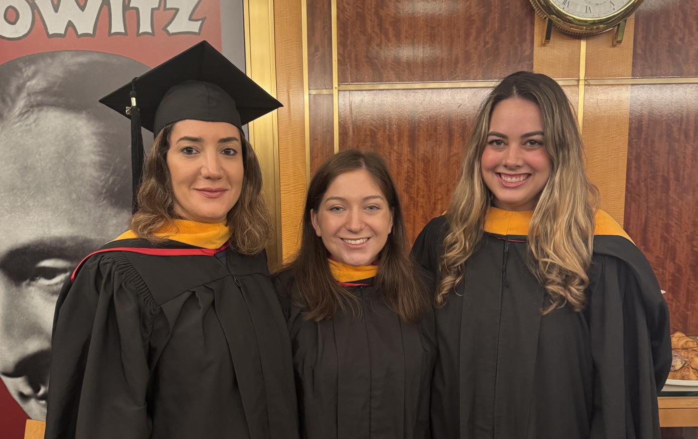 MS Degree Candidates from left to right: Romy Kallas, MSCTI, MD; Grace Terry, MSCTI, BSbc; and Erin Berube, MSCTI, BS