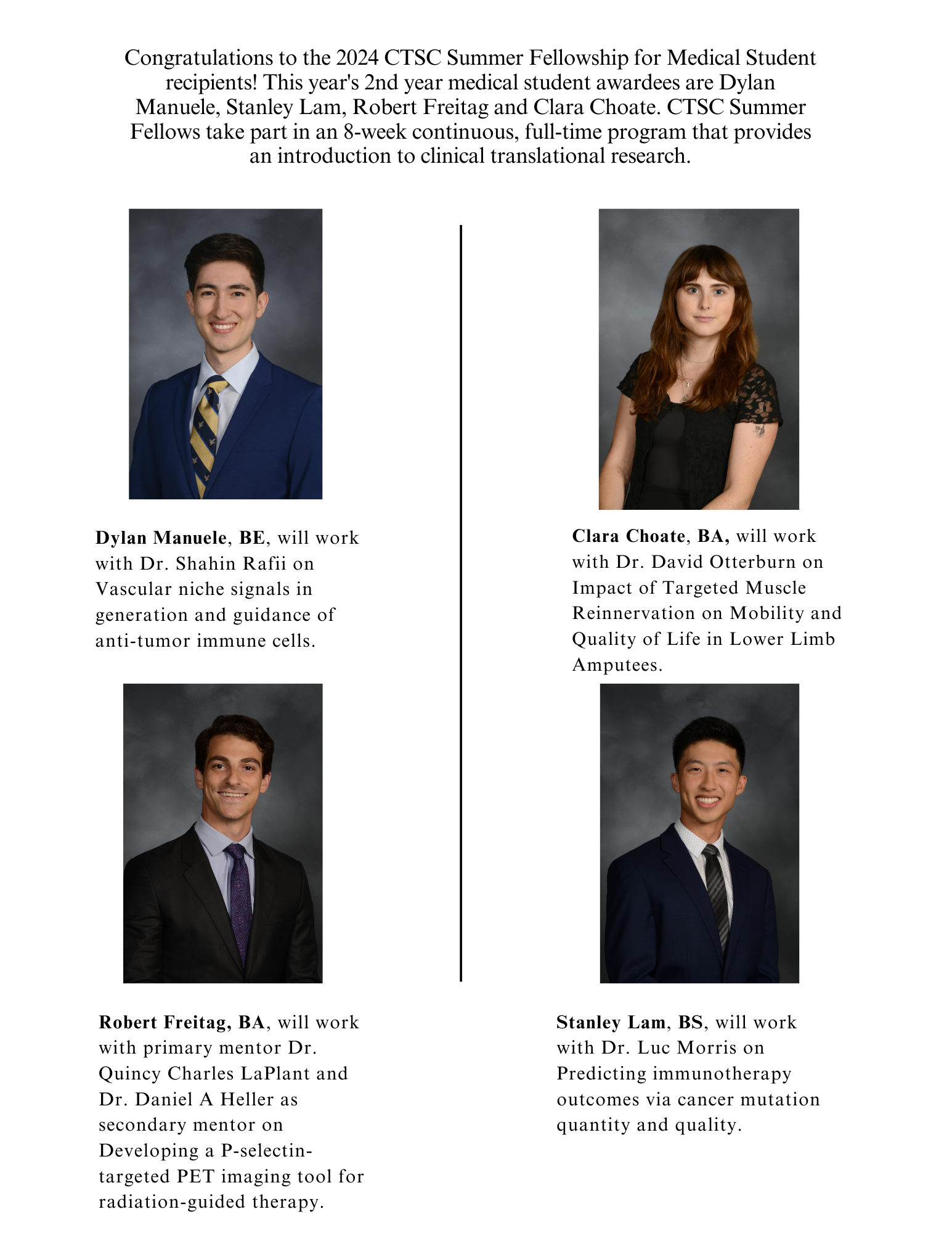 summer scholars ctsc 2024